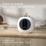 Compact Electric Water Heater - Electrolux Infinite Classic 2.5-Gallon for Effortless Hot Water at Home